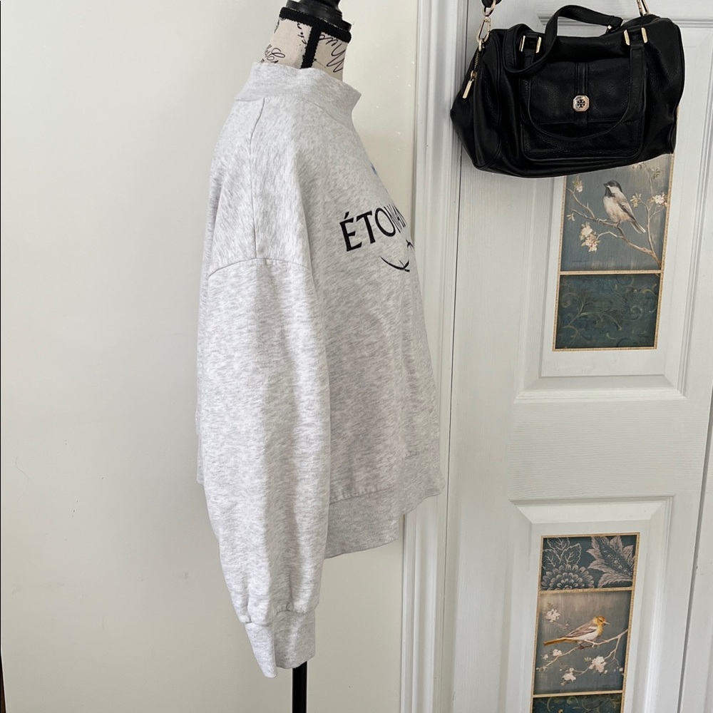 🍎H&M Gray Sweatshirt with Floral Accents - Picture 4 of 9